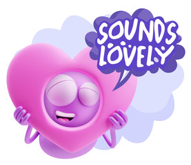 3d Rendering. Romantic Emoticon Character Face Expression saying