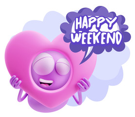 3d Rendering. Romantic Emoticon Character Face Expression saying