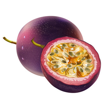 Passionfruit on white background