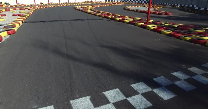 Amateur kart racer. Aerial shot