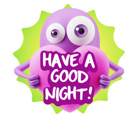 3d Rendering. Love Emoticon Face Holding Heart saying Have A Goo