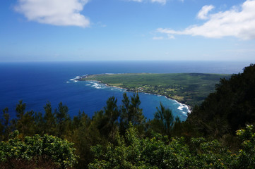 Waves roll towards Kalaupapa Peninsula on Molokai