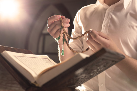 Closeup of Islamic Book Holy Quran