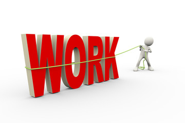 3d man pulling word work with rope