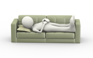 3d man sleeping on couch