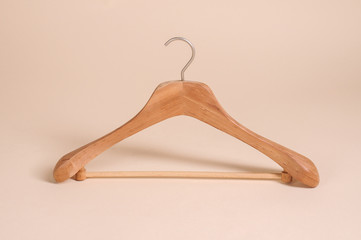 A close up shot of wooden clothes hange
