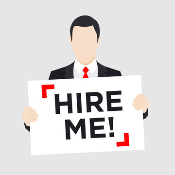 Man with Hire Me Sign