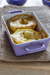 Baked apple with honey and pistachio nuts