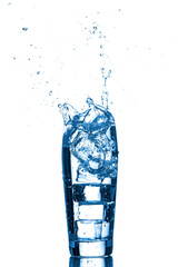 Glass of water with ice cubes
