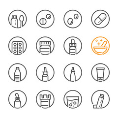 Pharmacy and Medical icons with White Background 