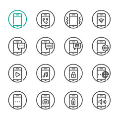 Mobile Phone icons with White Background 