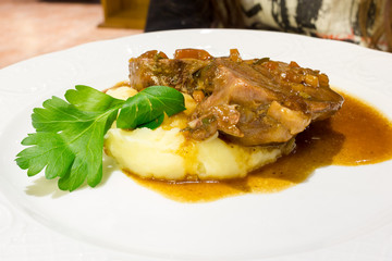 Meat with mashed potatoes