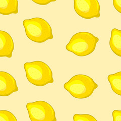 Cartoon lemon. Bright seamless pattern. Vector illustration.