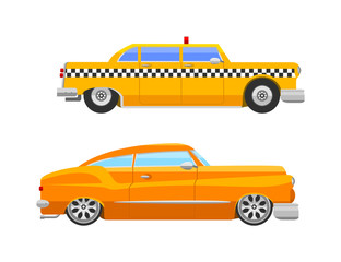 Naklejka na ściany i meble Taxi yellow car retro style