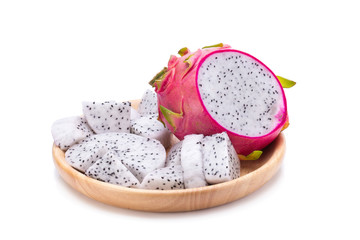 Vivid and Vibrant Dragon Fruit isolated on white background