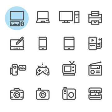 Electronic Devices icons with White Background