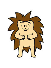 comic cartoon standing sweet little cute hedgehog