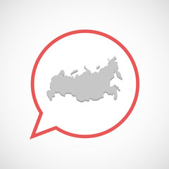 Isolated comic balloon line art icon with  a map of Russia
