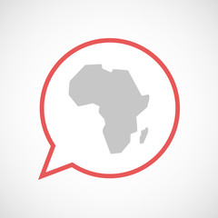 Isolated comic balloon line art icon with  a map of the african