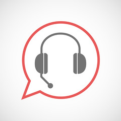 Isolated comic balloon line art icon with  a hands free phone de