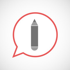 Isolated comic balloon line art icon with a pencil