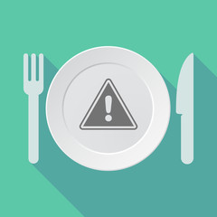 Long shadow tableware vector illustration with a warning signal