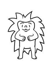 comic cartoon standing sweet little cute hedgehog