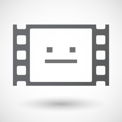 Isolated 35mm film frame with a emotionless text face