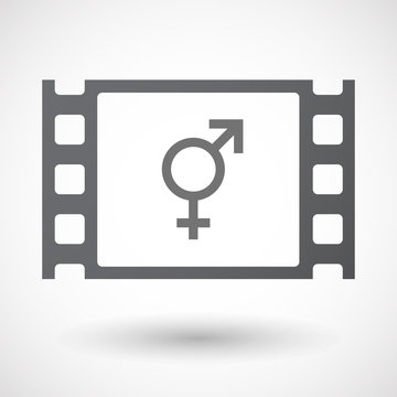 Isolated 35mm film frame with a bigender symbol
