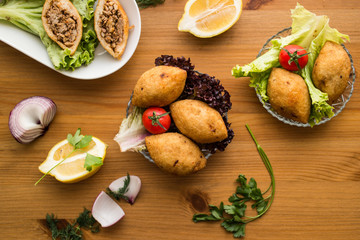 icli kofte / stuffed meatball falafel.