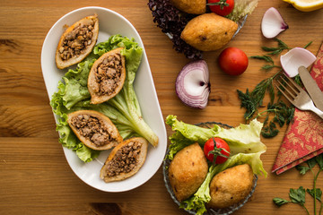 icli kofte / stuffed meatball falafel.