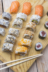 sushi plate flat lay