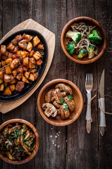 Mushrooms and vegetables