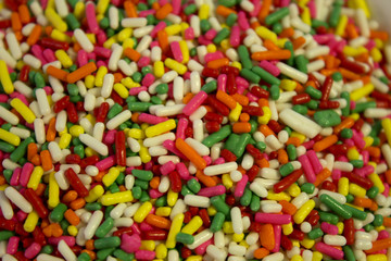 This is a closeup photograph of colorful sprinkles