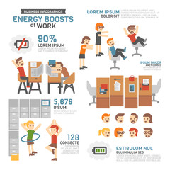 Fototapeta na wymiar Energy Boosts at Work Infographics