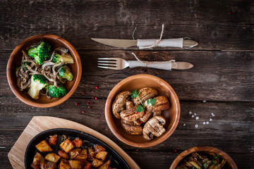 Mushrooms and vegetables