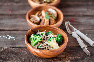 Mushrooms and vegetables