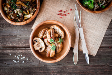 Mushrooms and vegetables