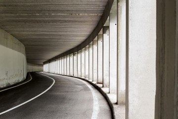 Open sided road tunnel