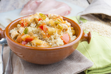Quinoa salad with vegetables.Superfoods concept