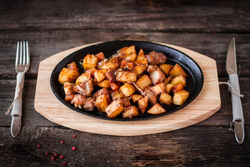 Roasted potato and meat