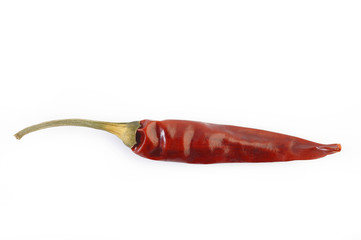 dried red chili pepper on white background