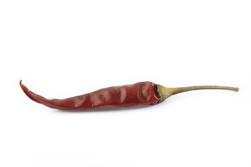 dried red chili pepper on white background