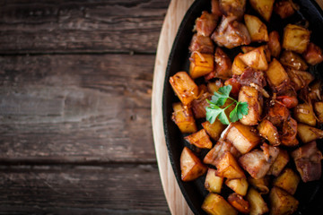 Roasted potato and meat