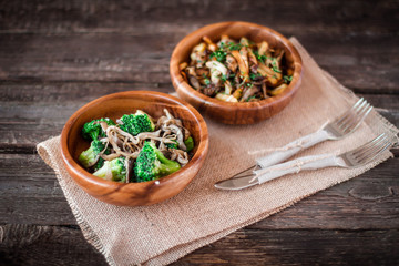 Mushrooms and vegetables
