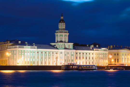 The building of Kunstkamera, june night. Saint Petersburg, Russia