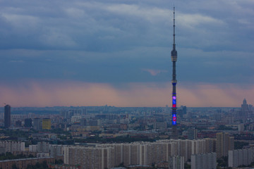 Obraz premium The view of the city from a tall building