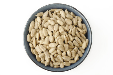Sunflower seeds peeled in bowl