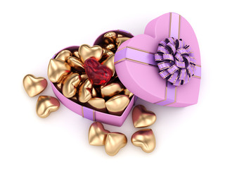 3D rendering box in heart shape