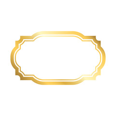Gold frame. Beautiful simple golden design. Vintage style decorative border, isolated on white background. Deco elegant art object. Empty copy space for decoration, photo, banner. Vector illustration.